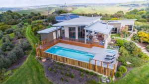 Above ground fibreglass pool installation